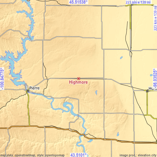 Topographic map of Highmore