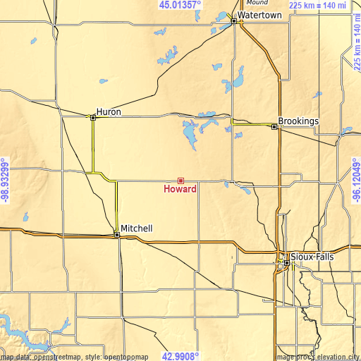 Topographic map of Howard