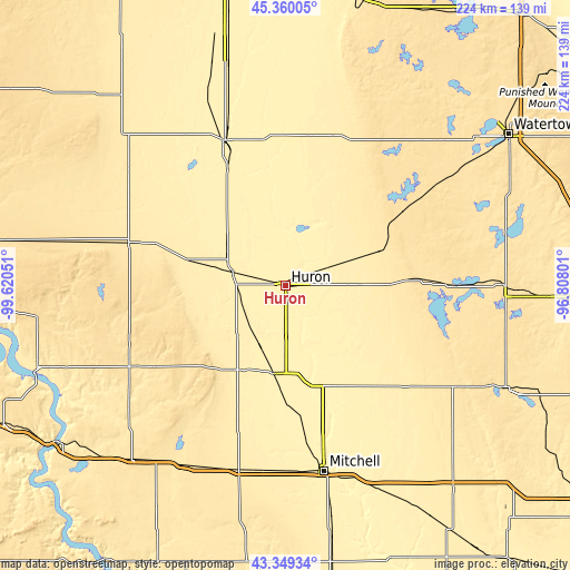 Topographic map of Huron