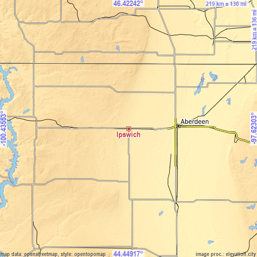 Topographic map of Ipswich