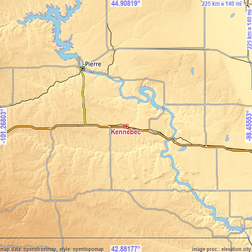 Topographic map of Kennebec