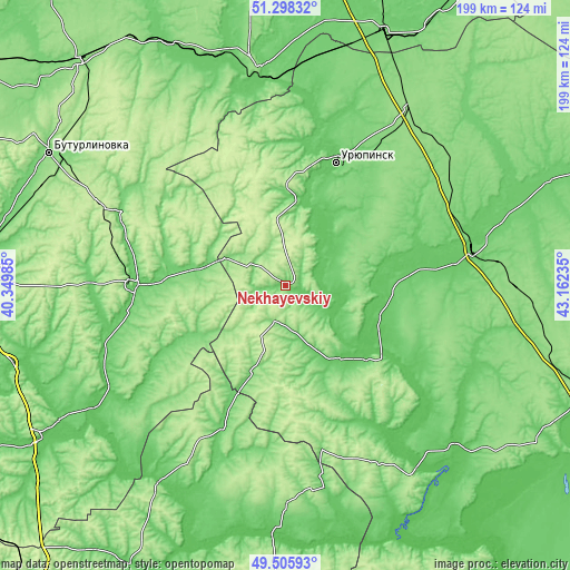 Topographic map of Nekhayevskiy