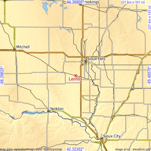 Topographic map of Lennox