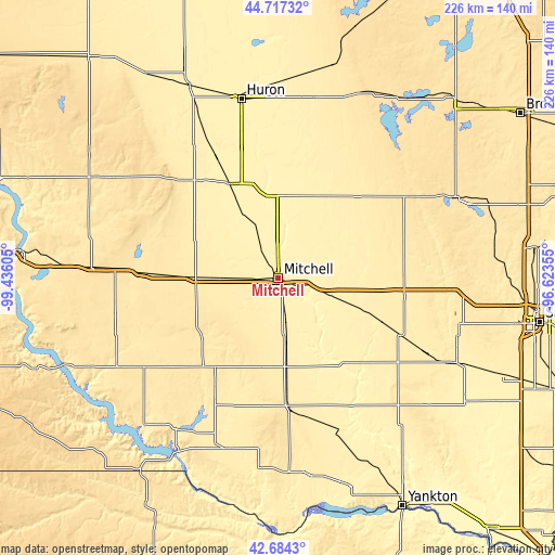 Topographic map of Mitchell