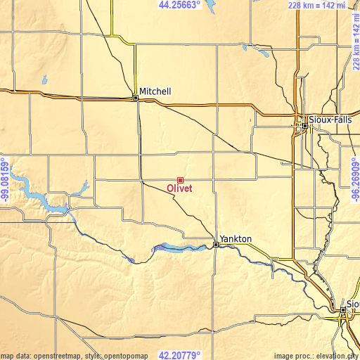 Topographic map of Olivet