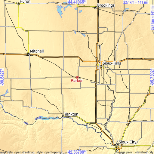 Topographic map of Parker