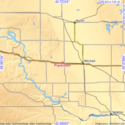 Topographic map of Plankinton