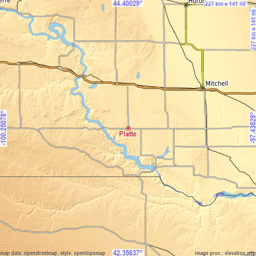 Topographic map of Platte