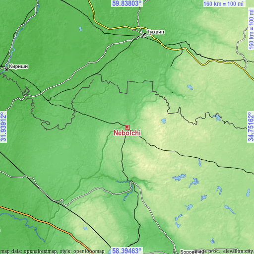 Topographic map of Nebolchi