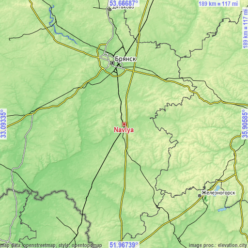 Topographic map of Navlya