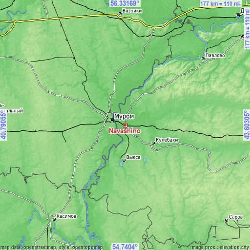 Topographic map of Navashino