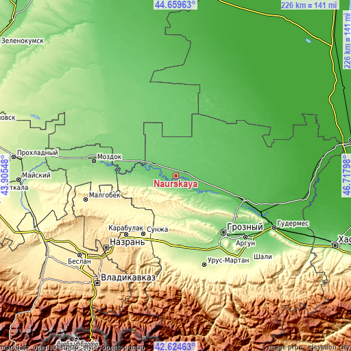 Topographic map of Naurskaya