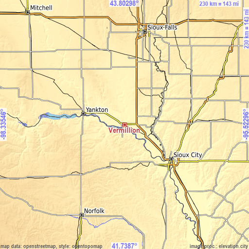 Topographic map of Vermillion