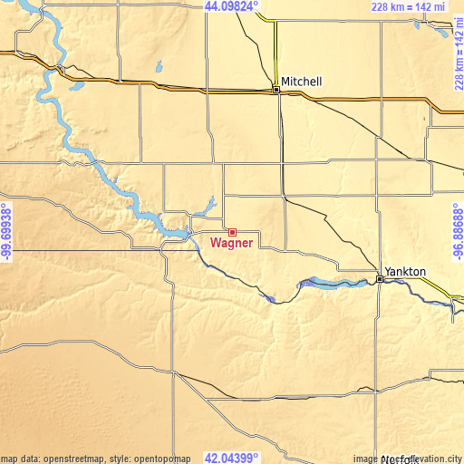 Topographic map of Wagner