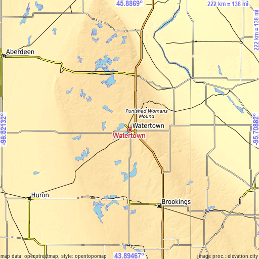 Topographic map of Watertown