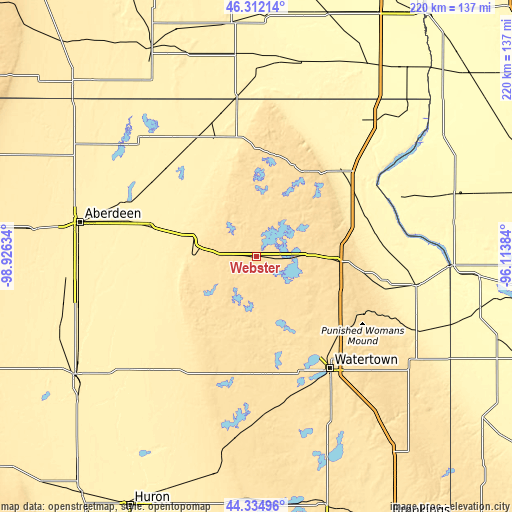 Topographic map of Webster