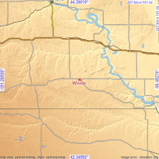 Topographic map of Winner