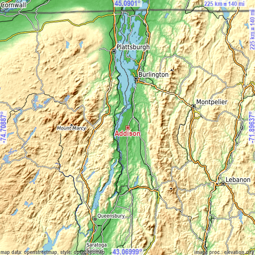 Topographic map of Addison