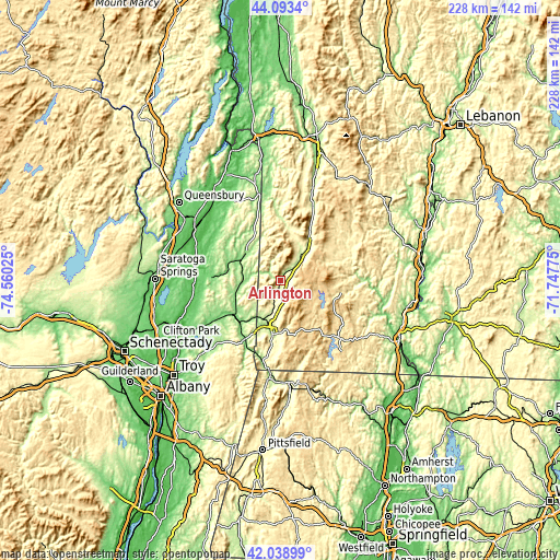 Topographic map of Arlington