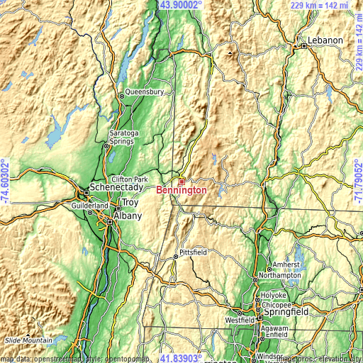 Topographic map of Bennington