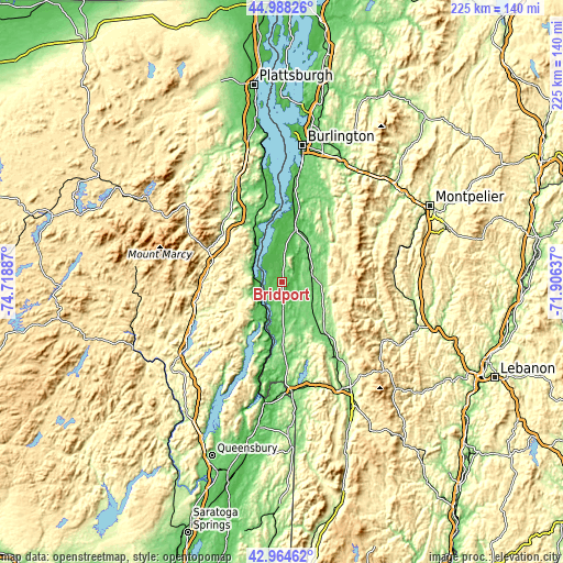 Topographic map of Bridport