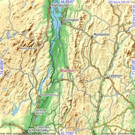 Topographic map of Brandon