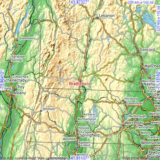 Topographic map of Brattleboro