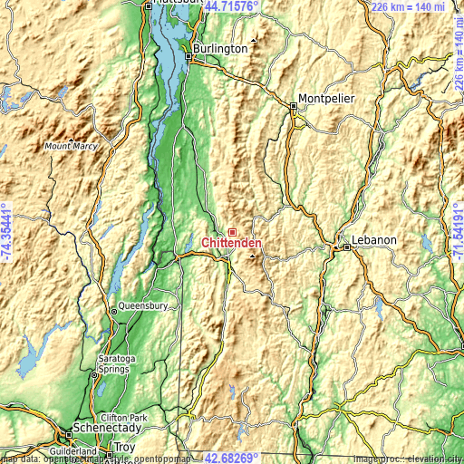 Topographic map of Chittenden