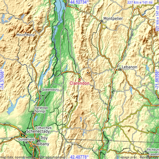 Topographic map of Clarendon