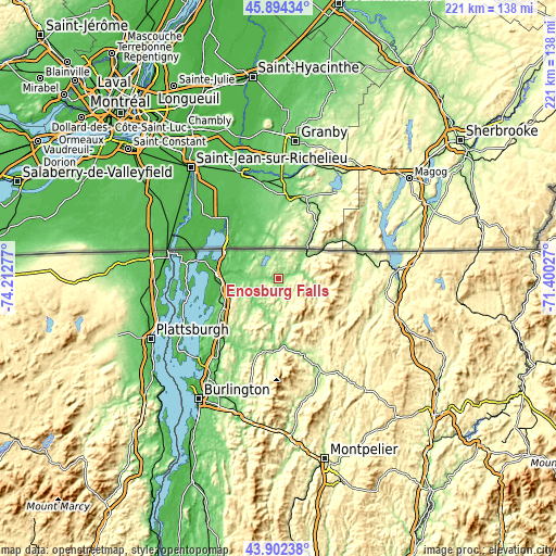 Topographic map of Enosburg Falls