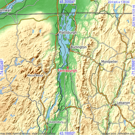 Topographic map of Ferrisburgh