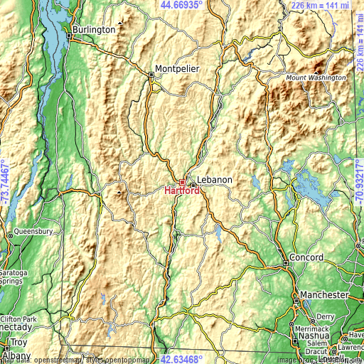 Topographic map of Hartford