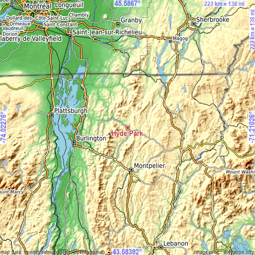 Topographic map of Hyde Park