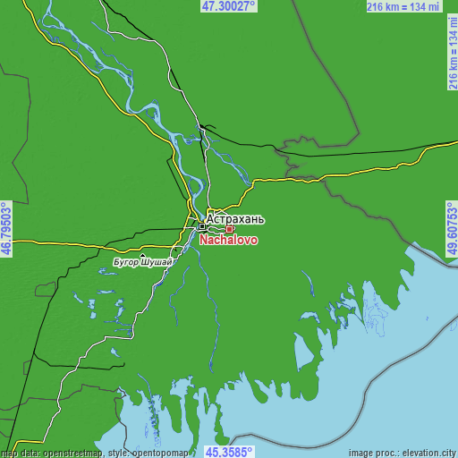 Topographic map of Nachalovo