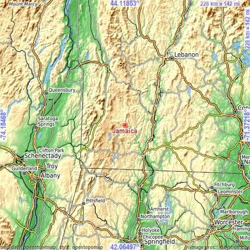 Topographic map of Jamaica