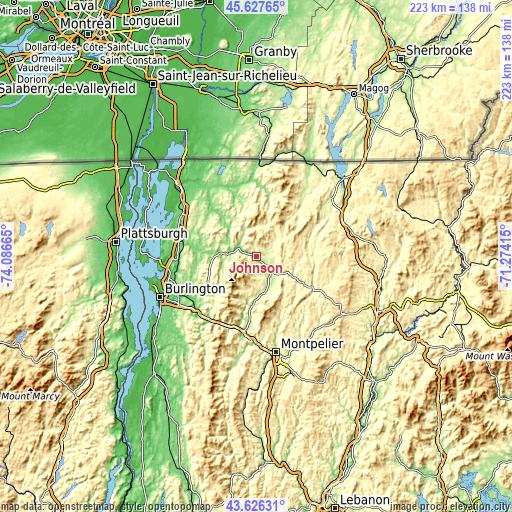 Topographic map of Johnson