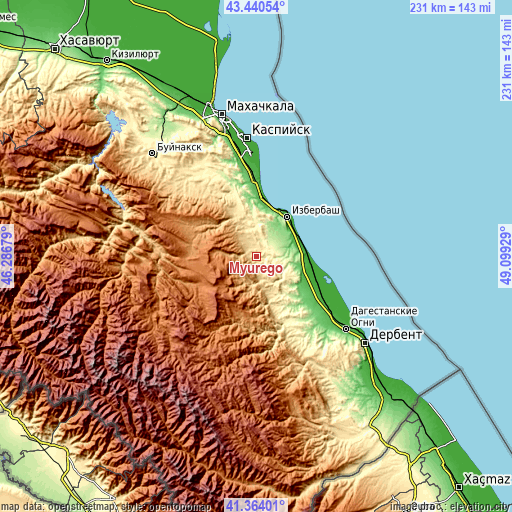 Topographic map of Myurego