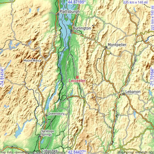 Topographic map of Leicester