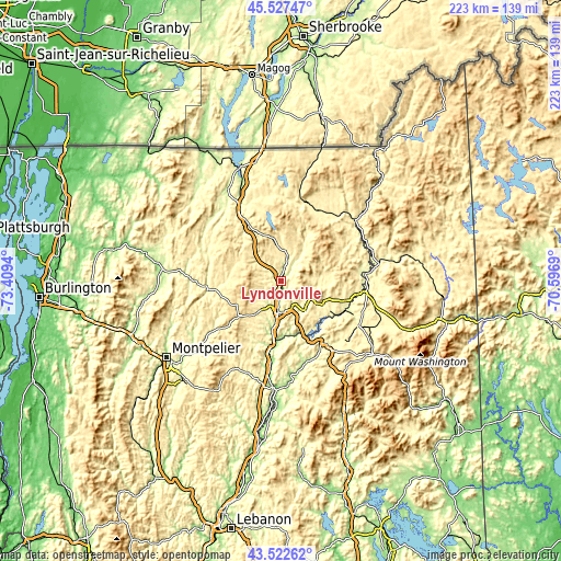 Topographic map of Lyndonville