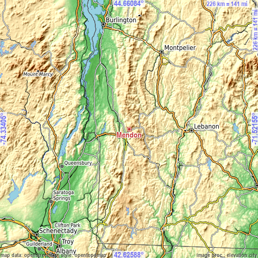 Topographic map of Mendon