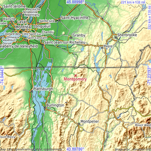 Topographic map of Montgomery