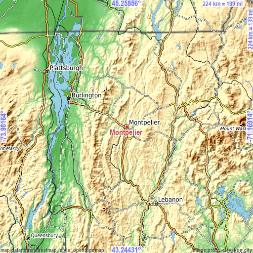 Topographic map of Montpelier