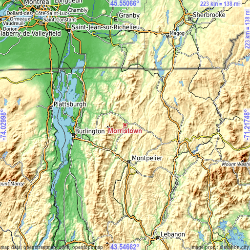 Topographic map of Morristown