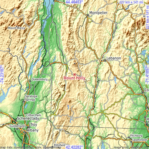 Topographic map of Mount Holly