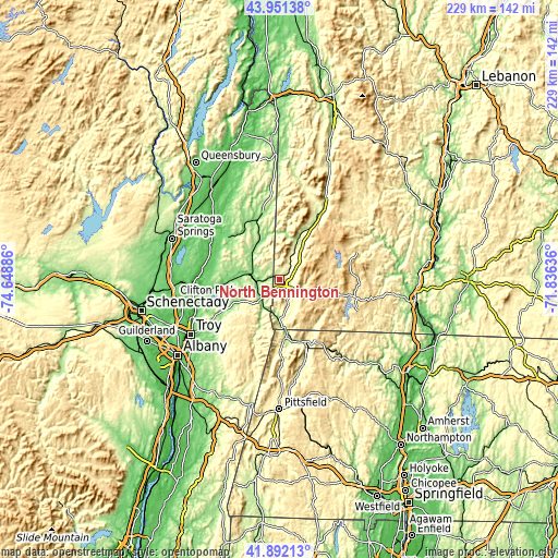 Topographic map of North Bennington