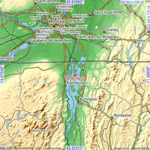 Topographic map of North Hero