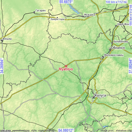 Topographic map of Myatlevo