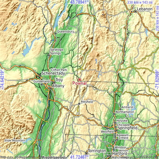 Topographic map of Pownal