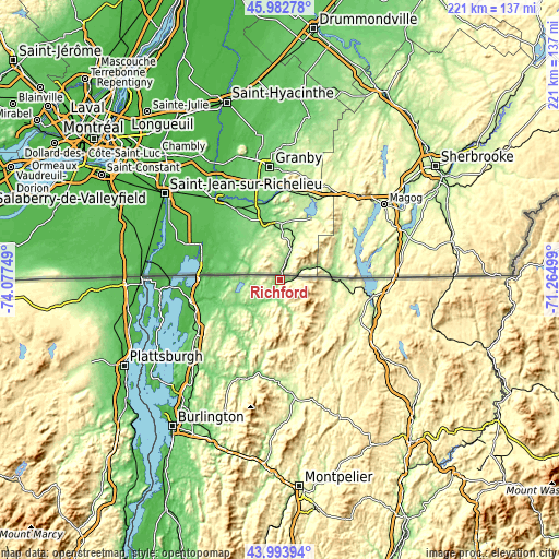 Topographic map of Richford