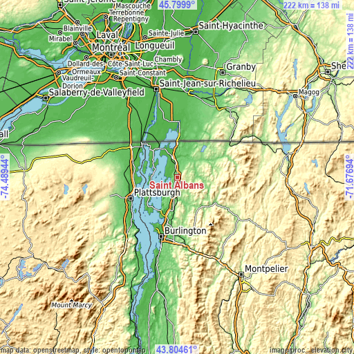 Topographic map of Saint Albans